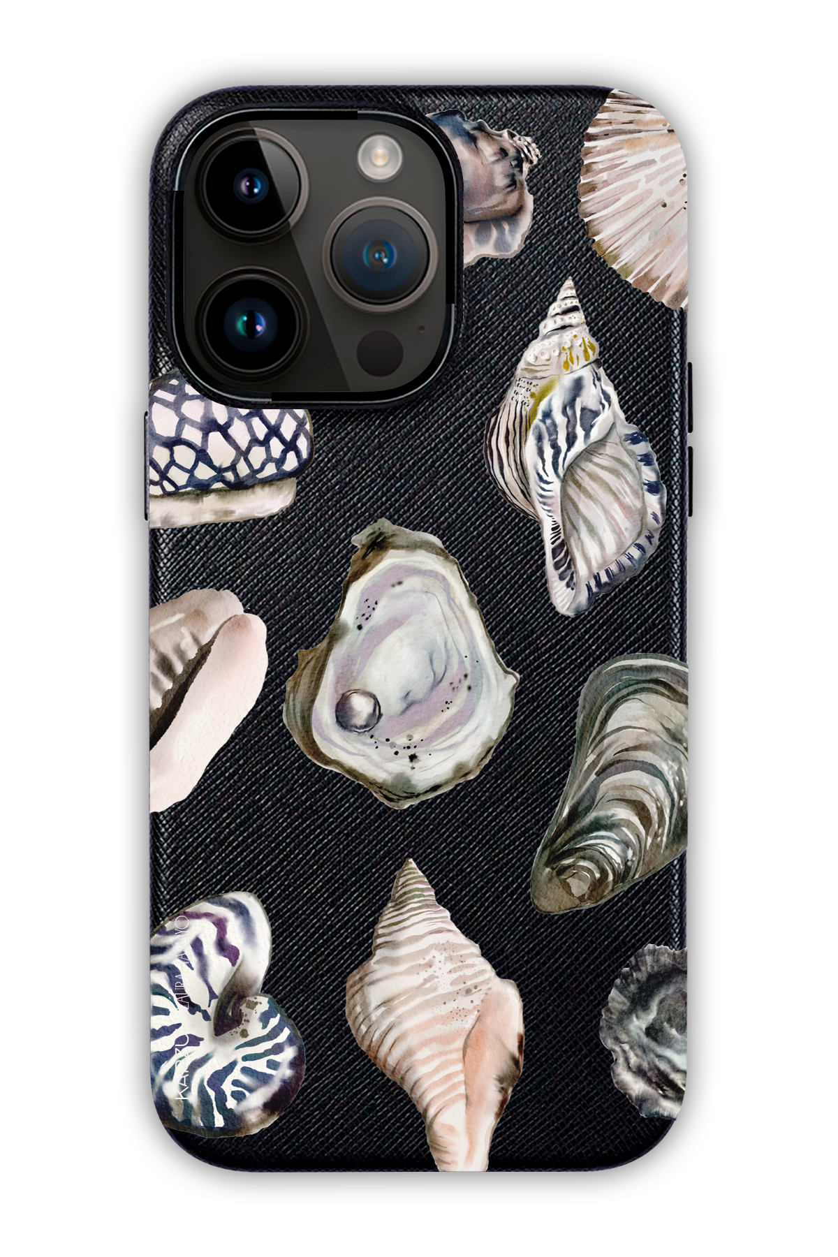 Black - Full Design – Oysters Case - iPhone 14 Pro - Leather Case