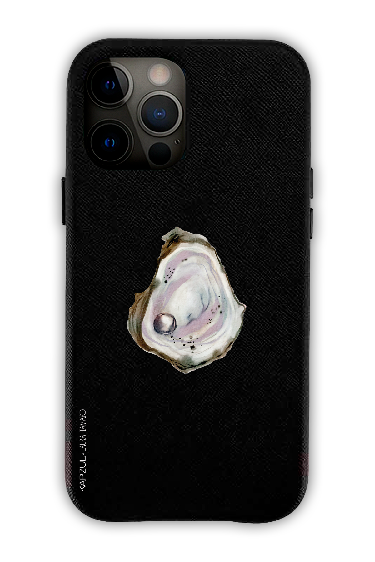 Black - Simple Design – Oysters Case - iPhone 12 Pro Max - Leather Case