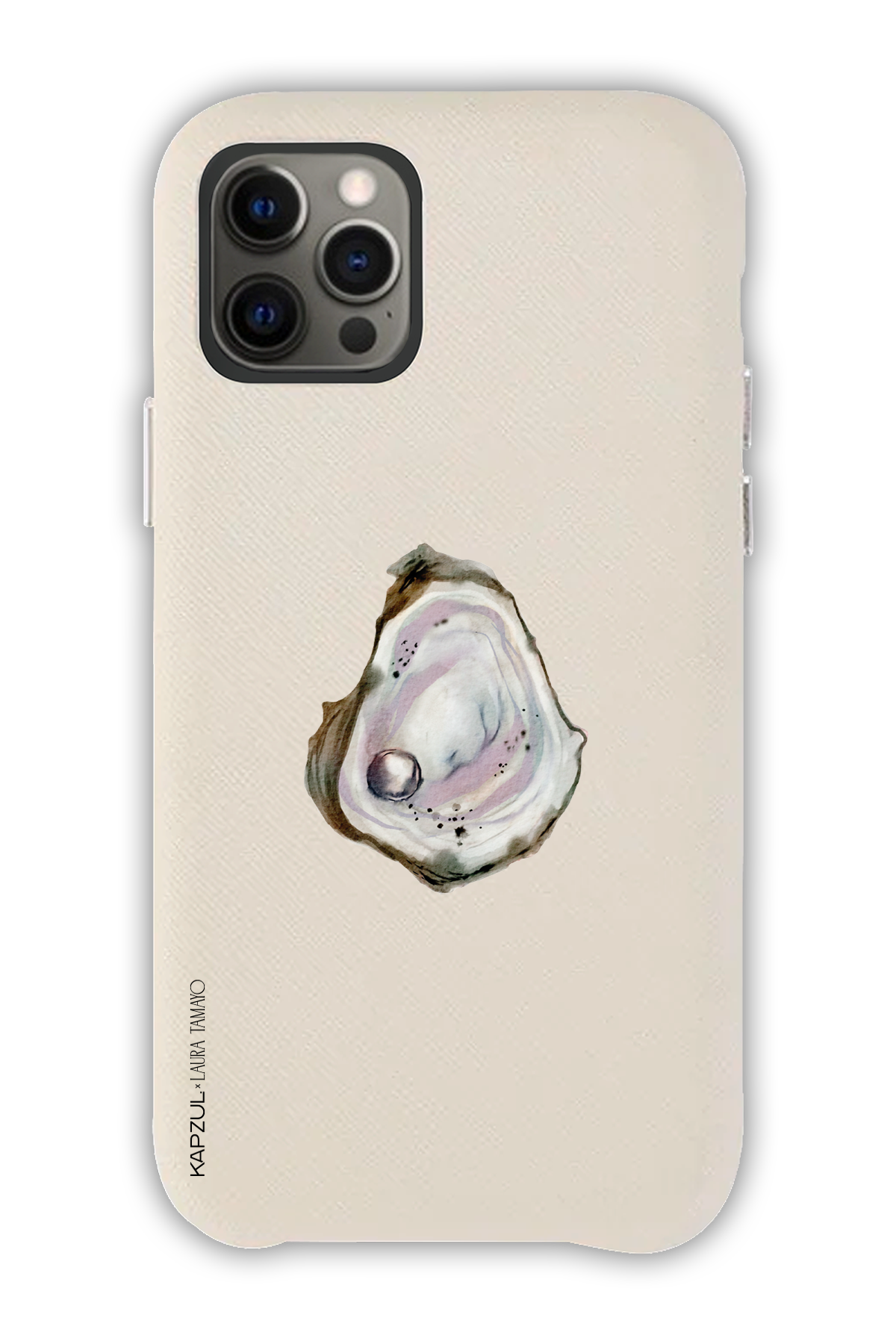White - Simple Design – Oysters Case - iPhone 12 Pro - Leather Case