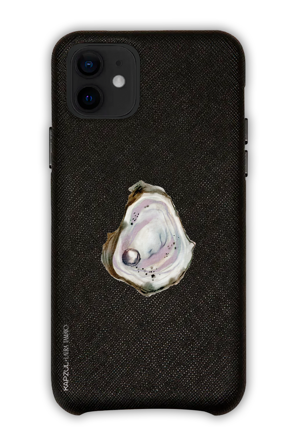 Black - Simple Design – Oysters Case - iPhone 12 - Leather Case