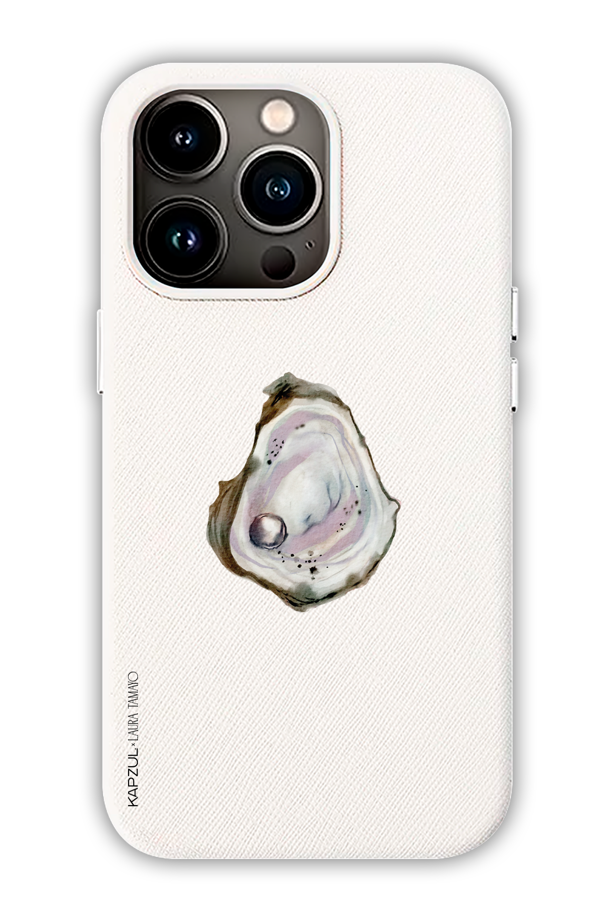 White - Simple Design – Oysters Case - iPhone 13 Pro Max - Leather Case