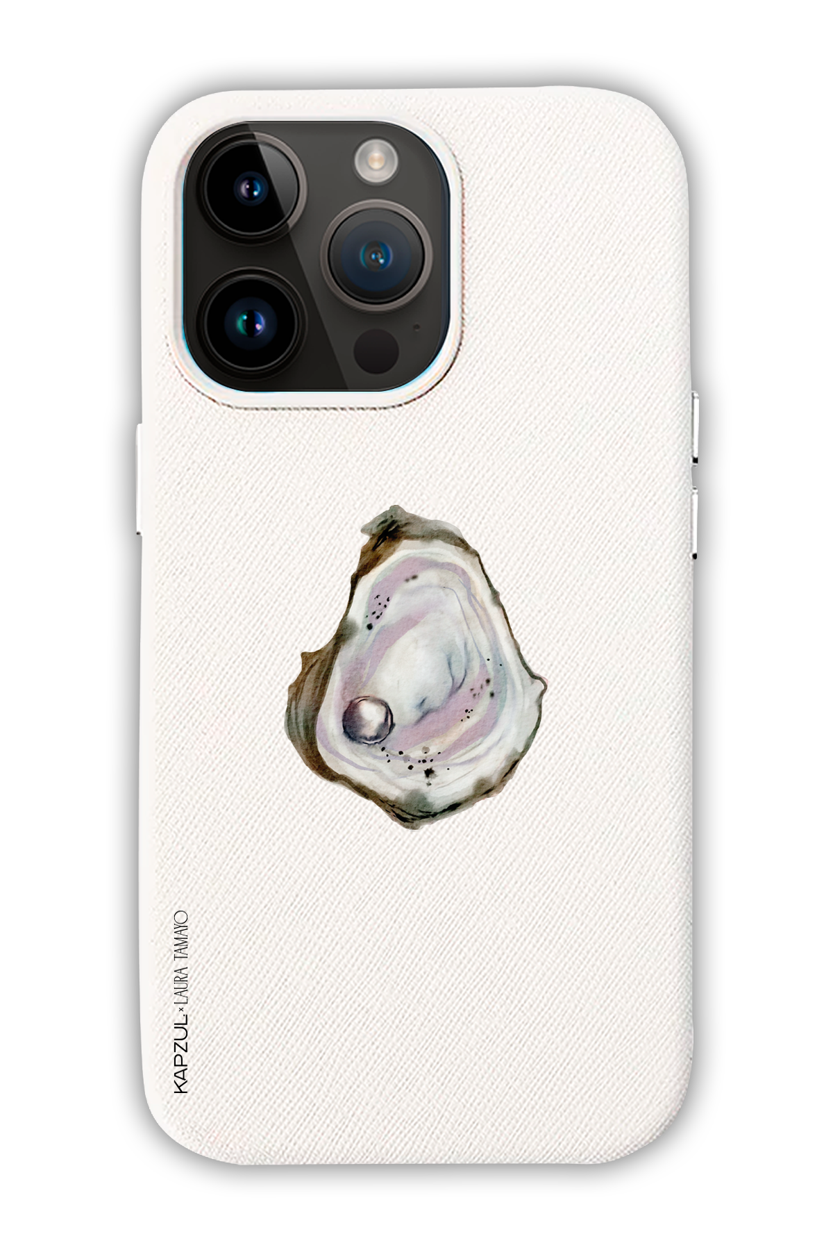 White - Simple Design – Oysters Case - iPhone 14 Pro Max - Leather Case