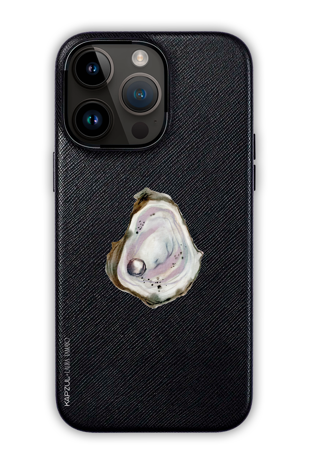 Black - Simple Design – Oysters Case - iPhone 14 Pro Max - Leather Case