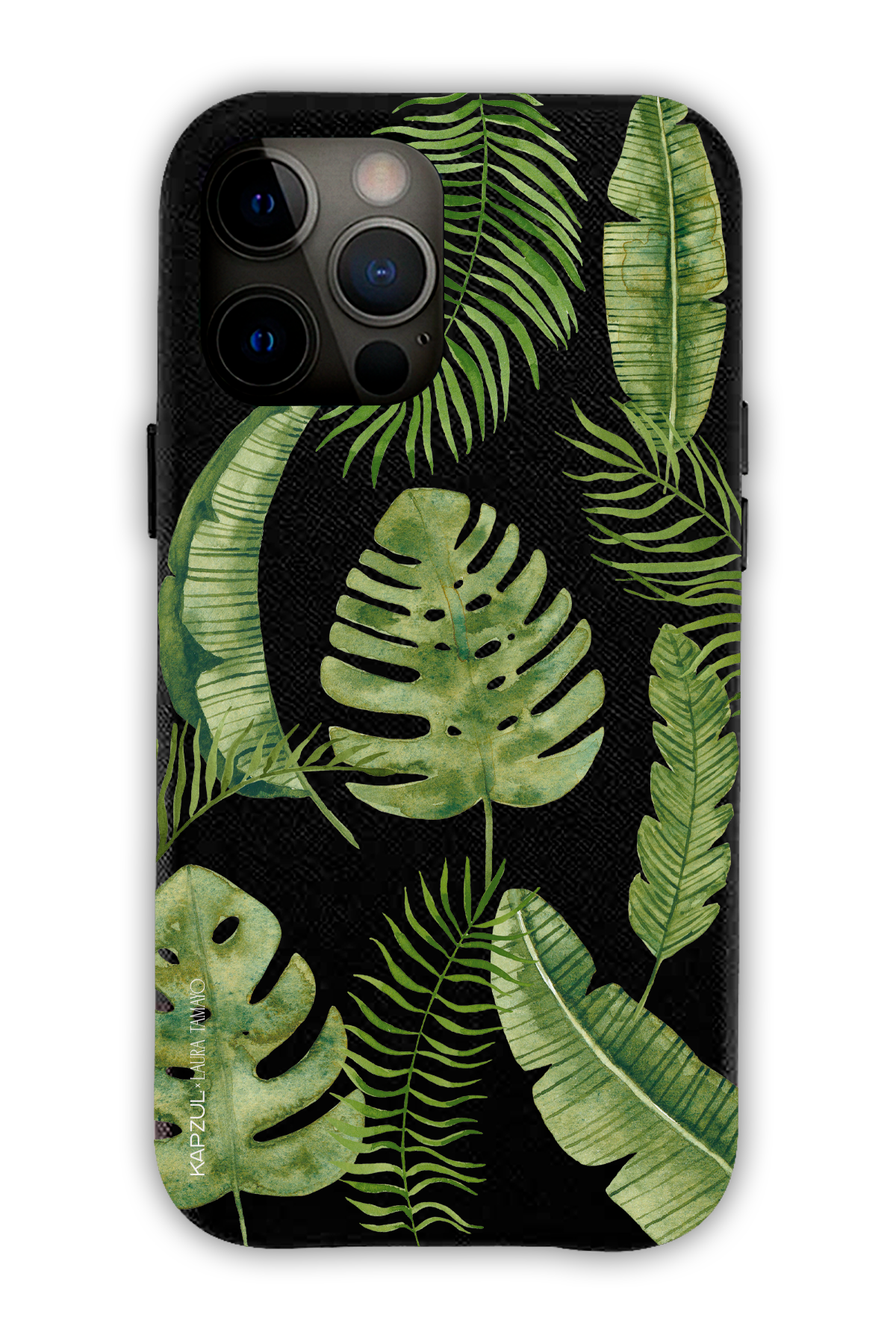 Black - Full Design – Plants Case - iPhone 12 Pro Max - Leather Case