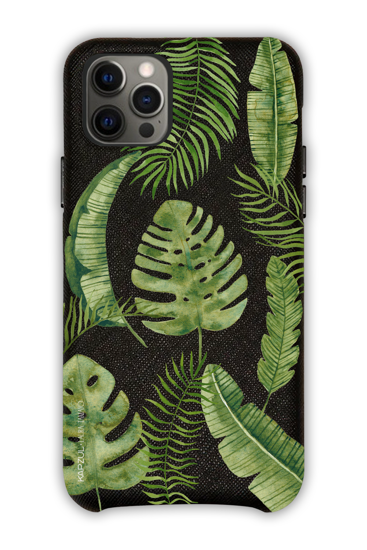 Black - Full Design – Plants Case - iPhone 12 Pro - Leather Case