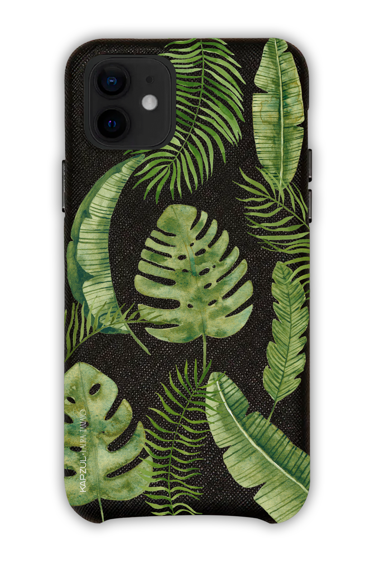 Black - Full Design – Plants Case - iPhone 12 - Leather Case