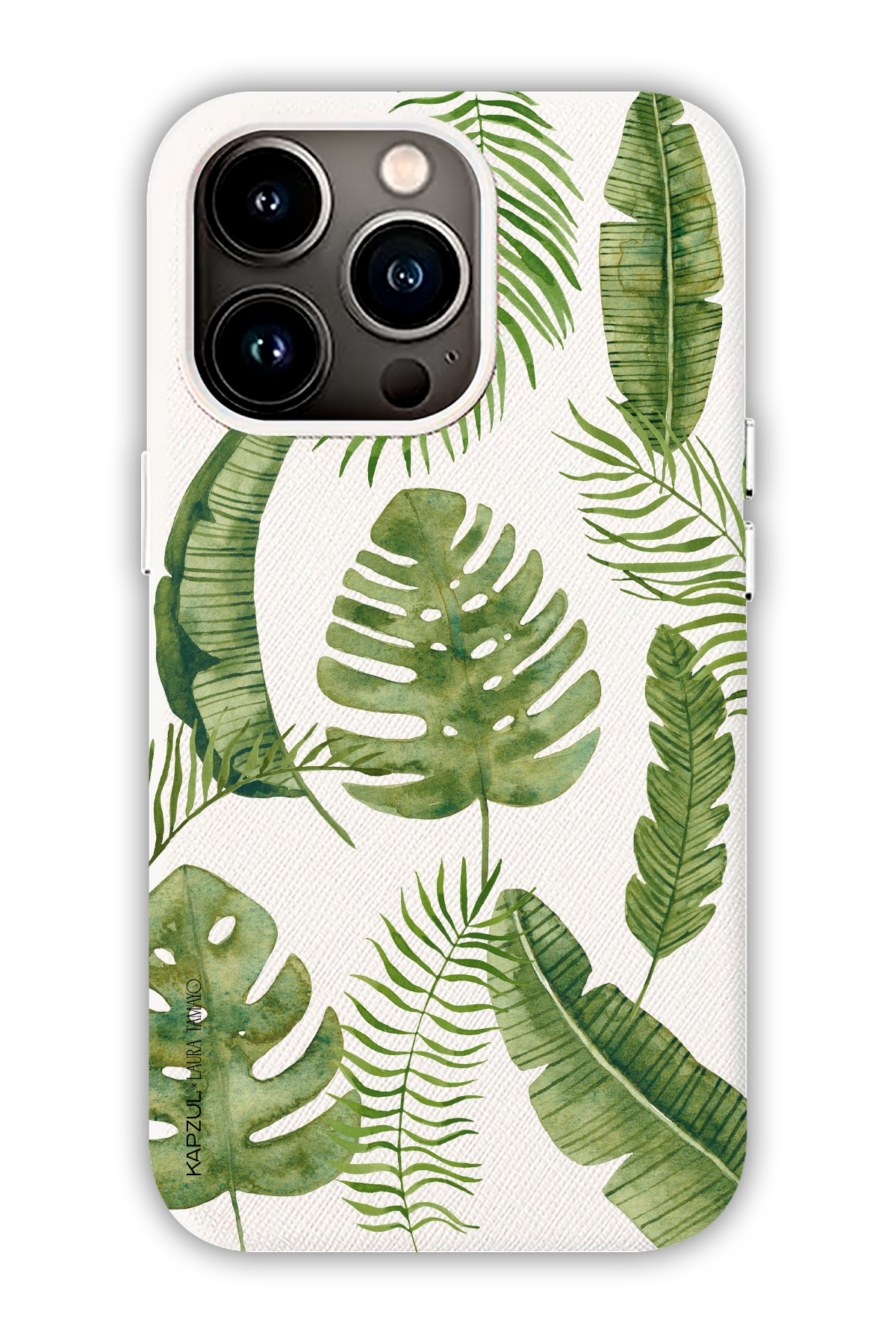 White - Full Design – Plants Case - iPhone 13 Pro Max - Leather Case