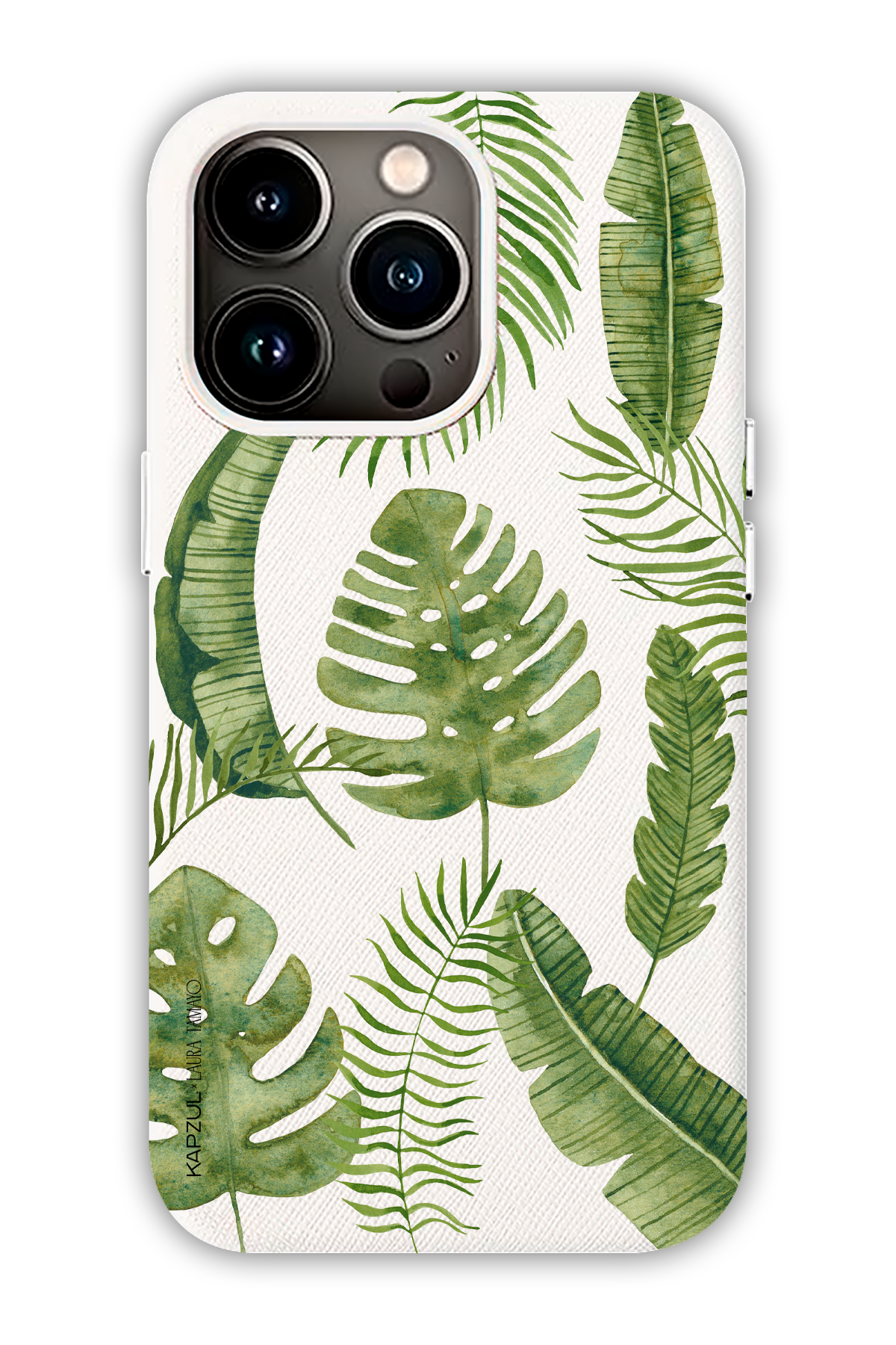 White - Full Design – Plants Case - iPhone 13 Pro - Leather Case