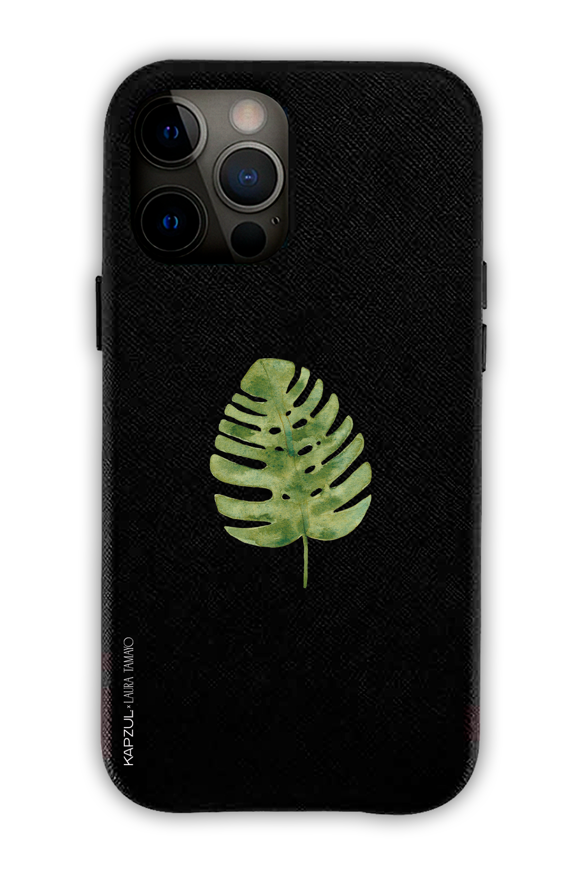 Black - Simple Design – Plants Case - iPhone 12 Pro Max - Leather Case