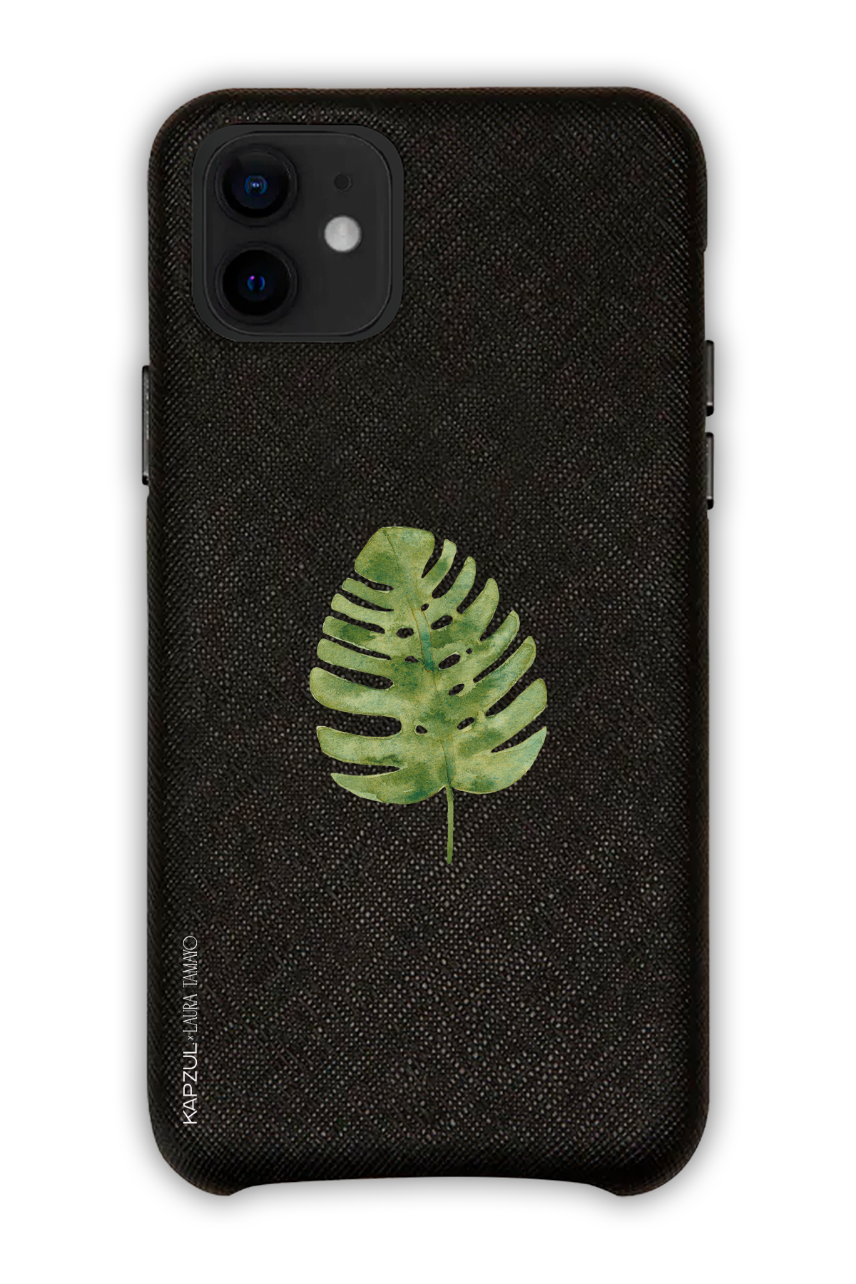 Black - Simple Design – Plants Case - iPhone 12 - Leather Case