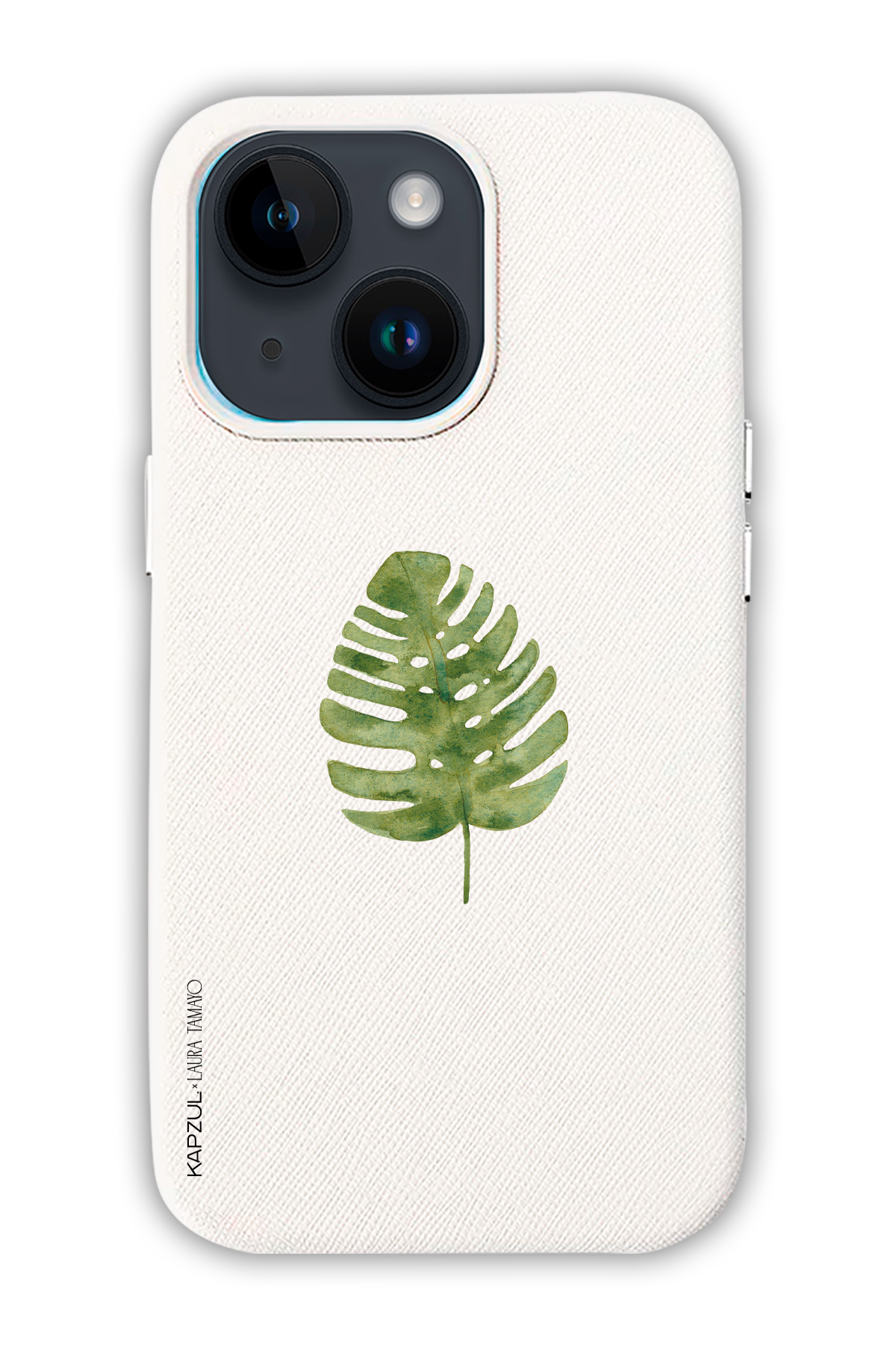 White - Simple Design – Plants Case - iPhone 14 Max - Leather Case