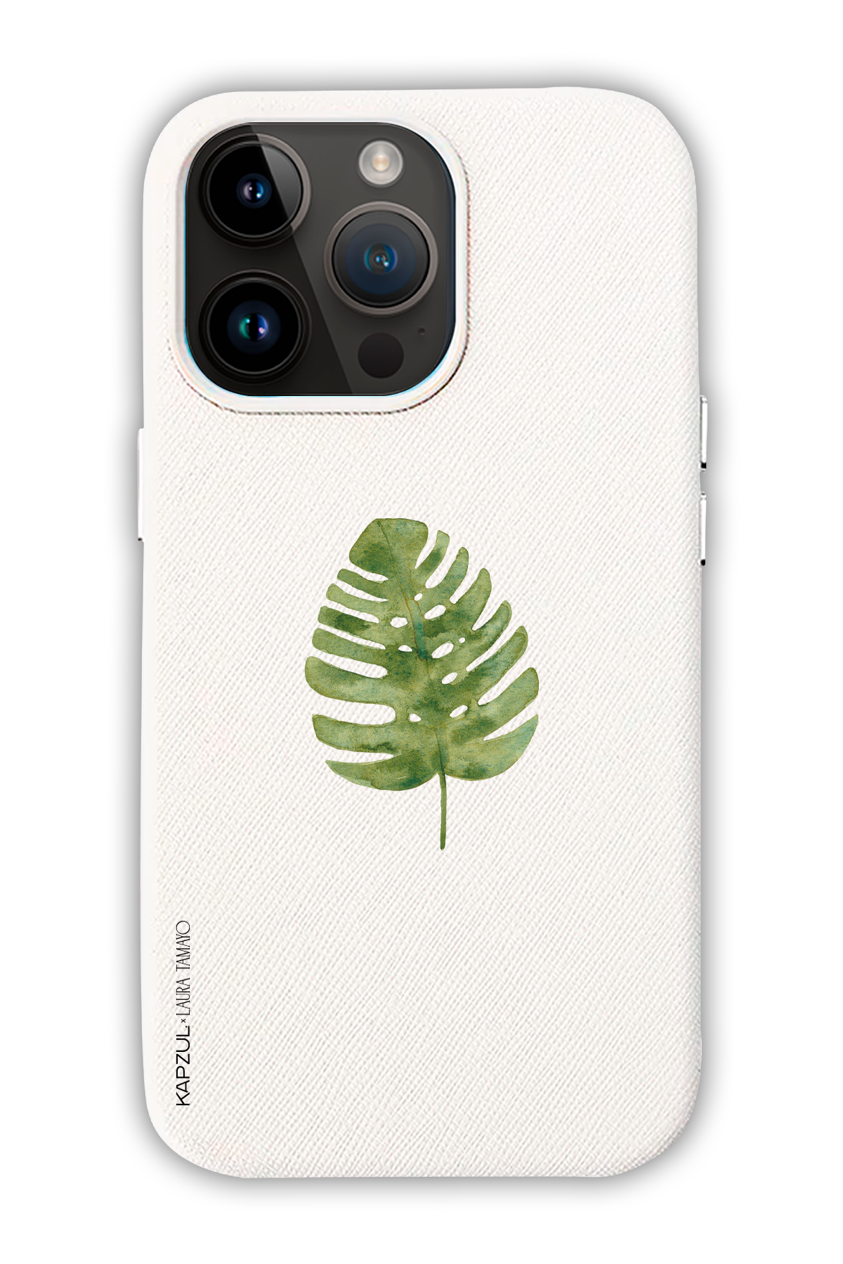 White - Simple Design – Plants Case - iPhone 14 Pro Max - Leather Case