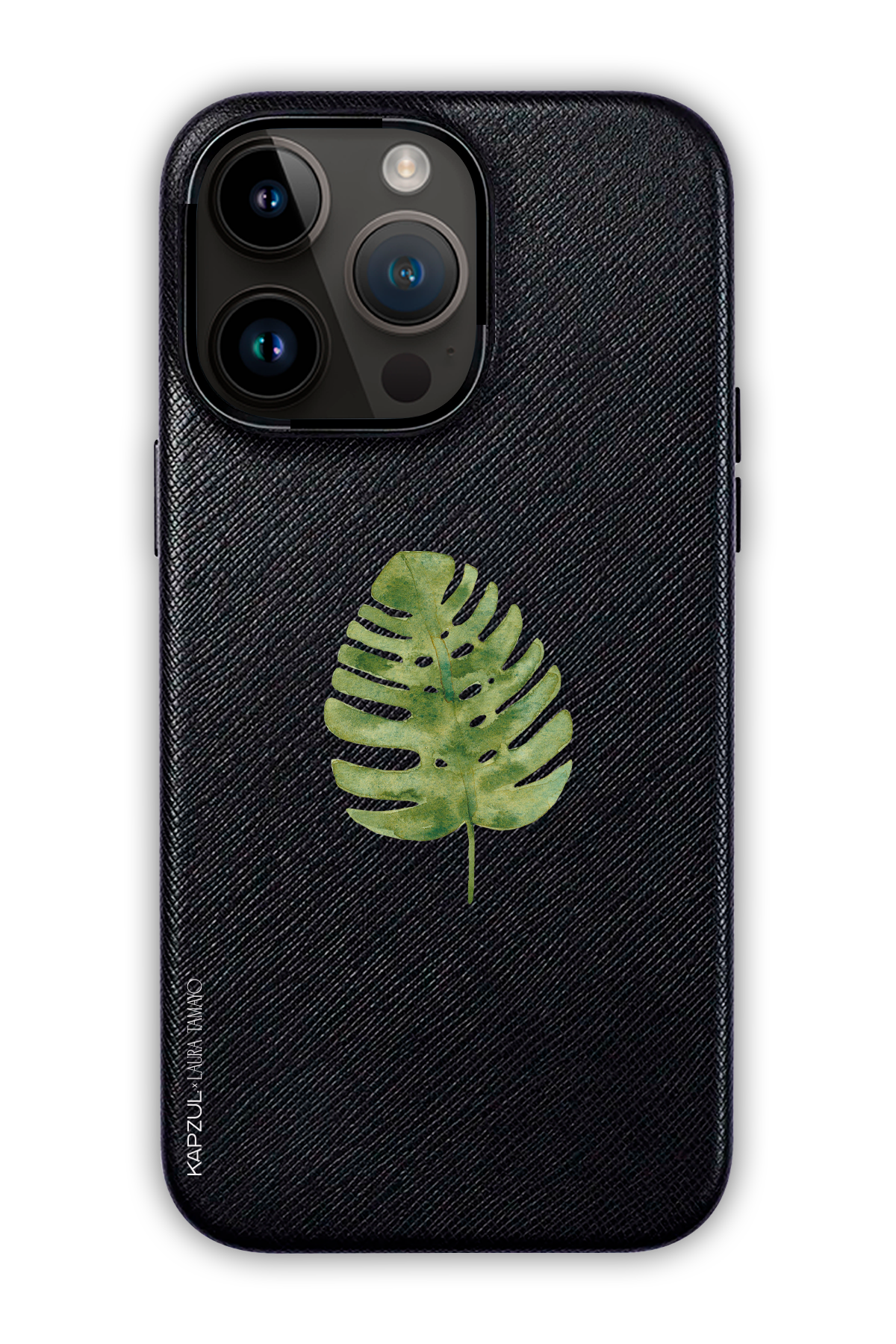 Black - Simple Design – Plants Case - iPhone 14 Pro Max - Leather Case