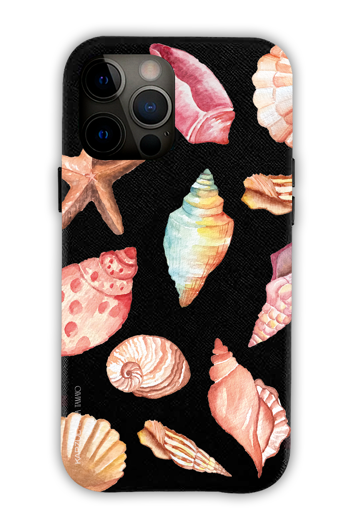 Black - Full Design – Sea Shell Case - iPhone 12 Pro Max - Leather Case