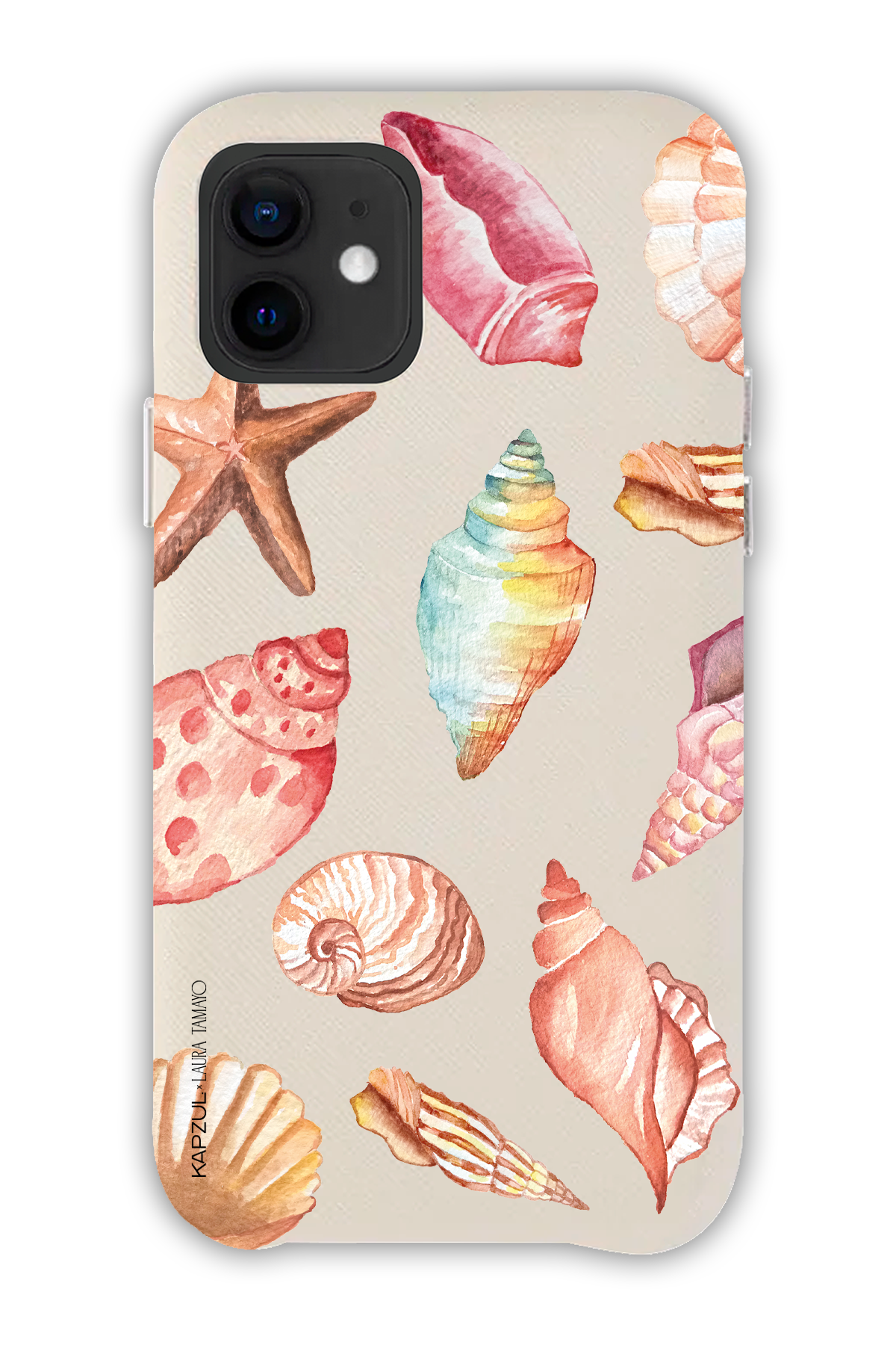 White - Full Design – Sea Shell Case - iPhone 12 - Leather Case