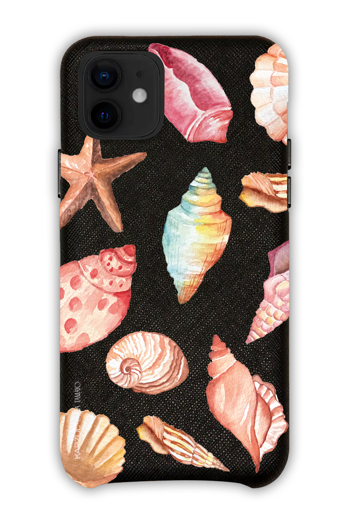 Black - Full Design – Sea Shell Case - iPhone 12 - Leather Case