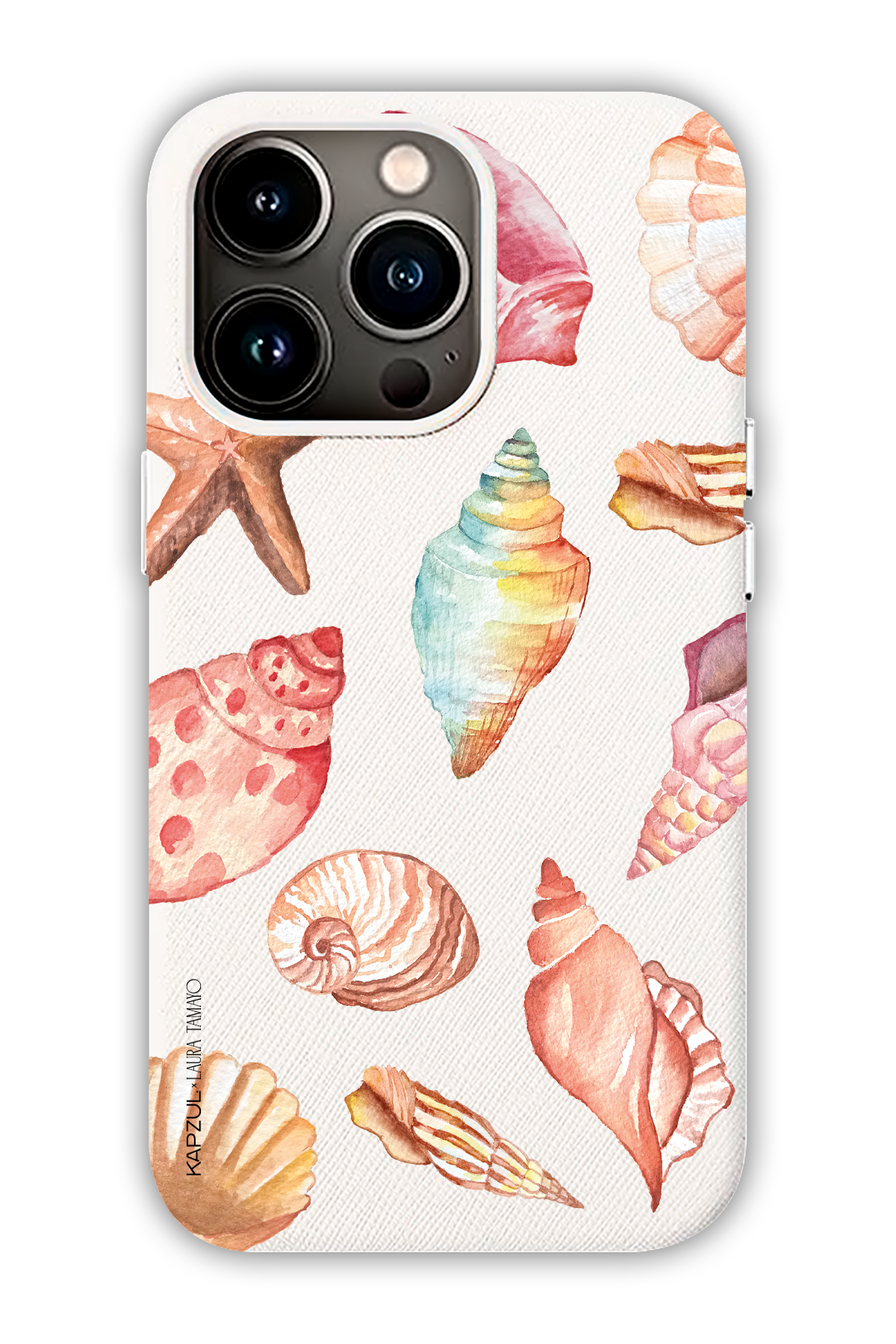 White - Full Design – Sea Shell Case - iPhone 13 Pro Max - Leather Case