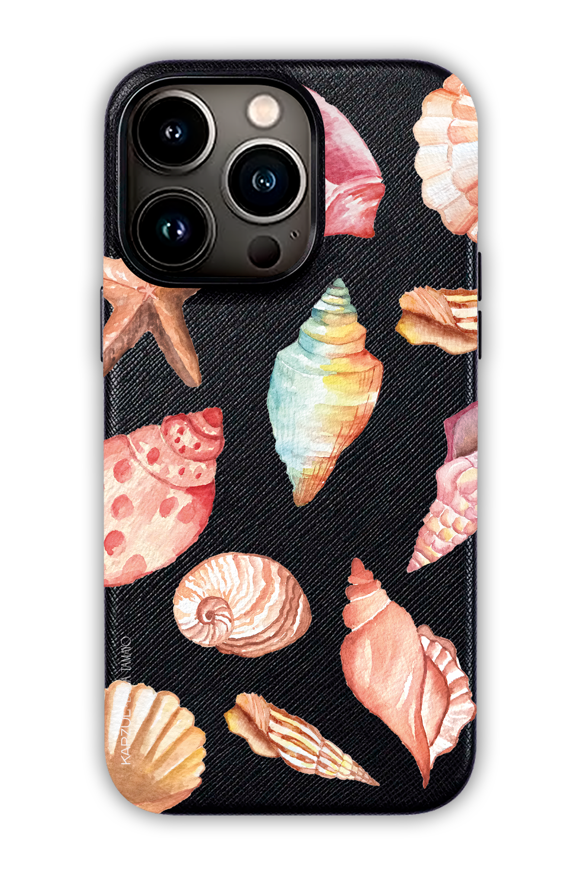 Black - Full Design – Sea Shell Case - iPhone 13 Pro Max- Leather Case