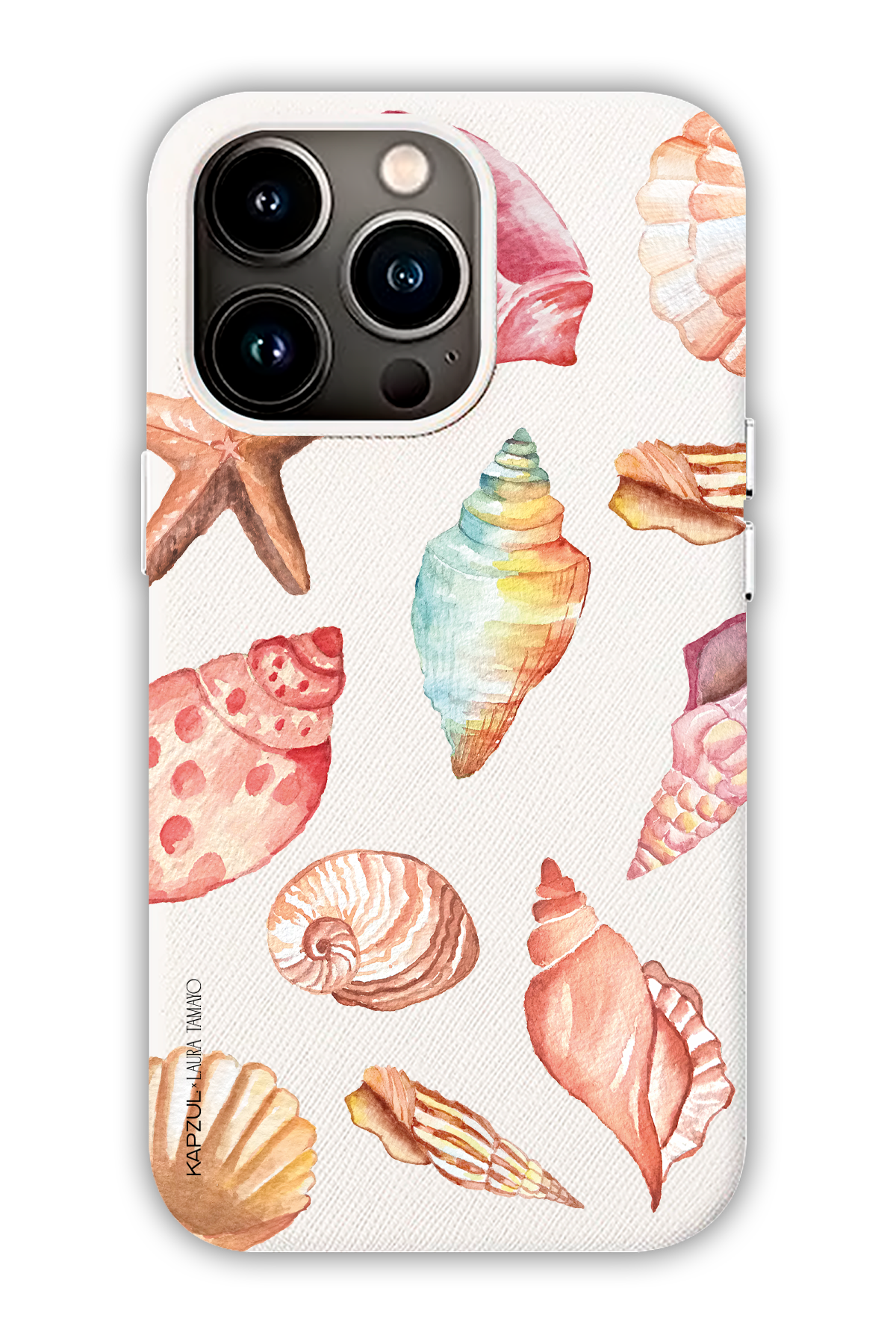 White - Full Design – Sea Shell Case - iPhone 13 Pro - Leather Case