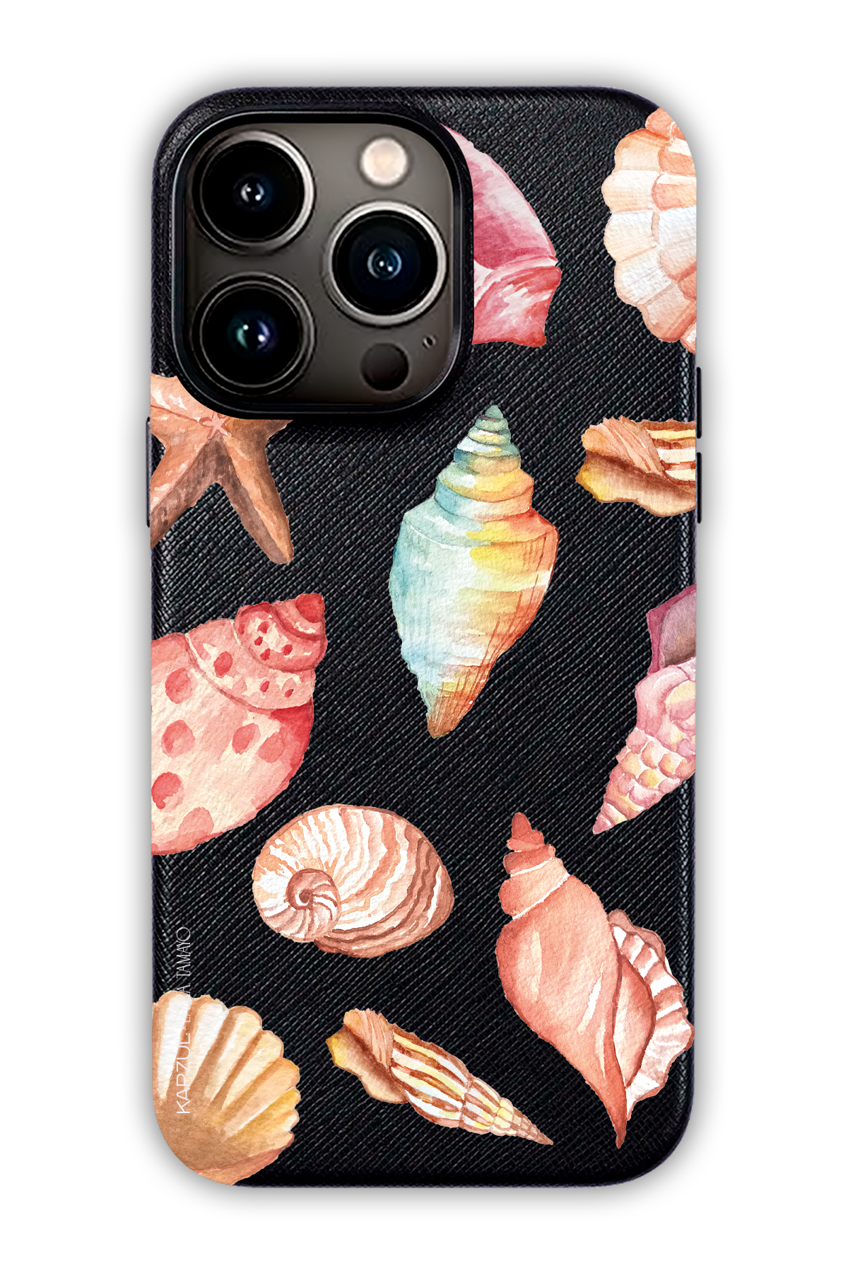 Black - Full Design – Sea Shell Case - iPhone 13 Pro - Leather Case