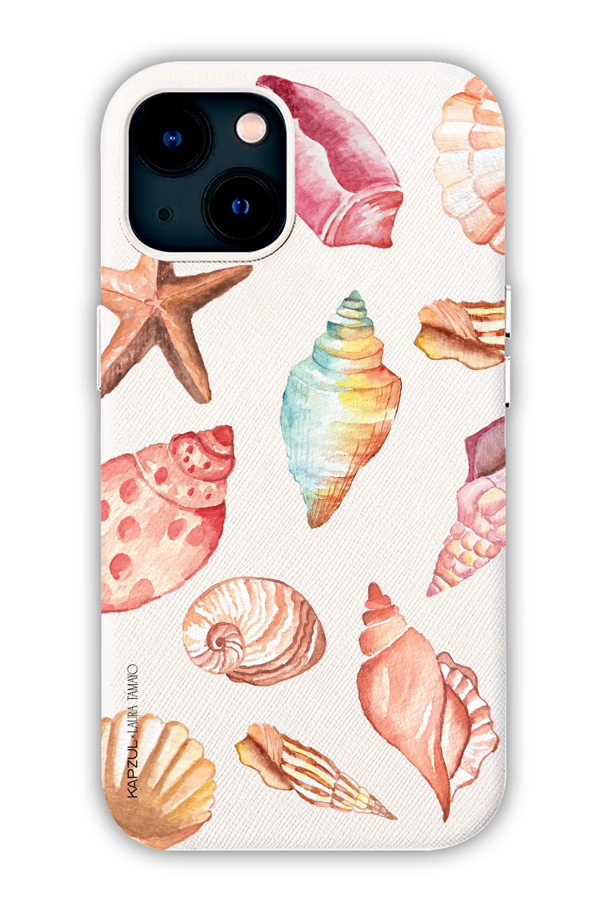 White - Full Design – Sea Shell Case - iPhone 13 - Leather Case