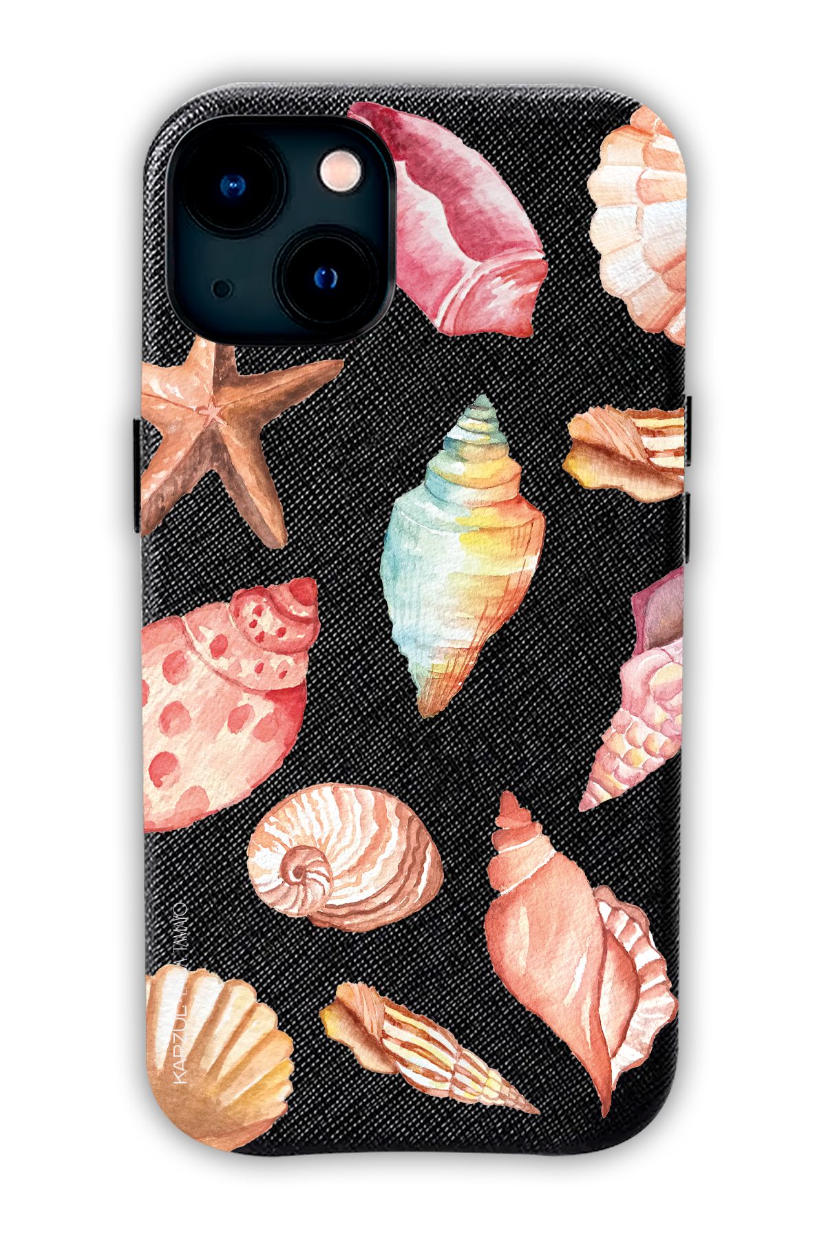 Black - Full Design – Sea Shell Case - iPhone 13 - Leather Case