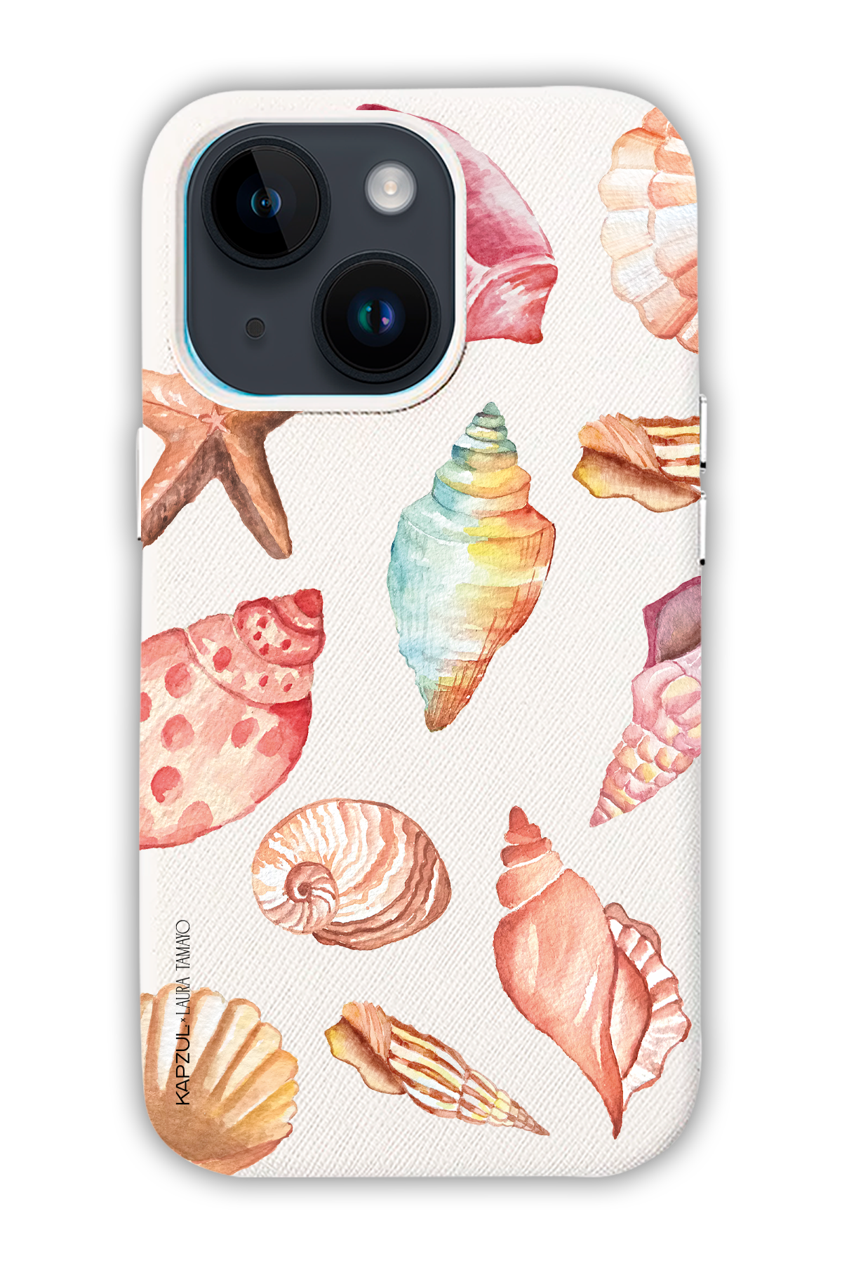 White - Full Design – Sea Shell Case - iPhone 14 Max - Leather Case