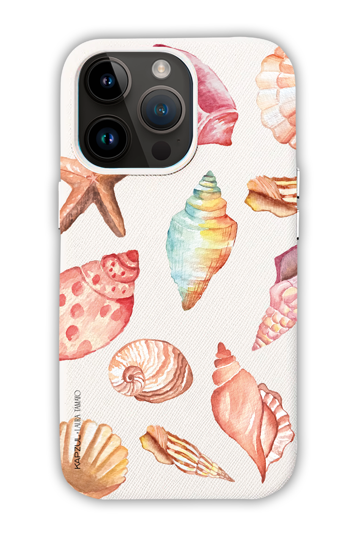 White - Full Design – Sea Shell Case - iPhone 14 Pro Max - Leather Case