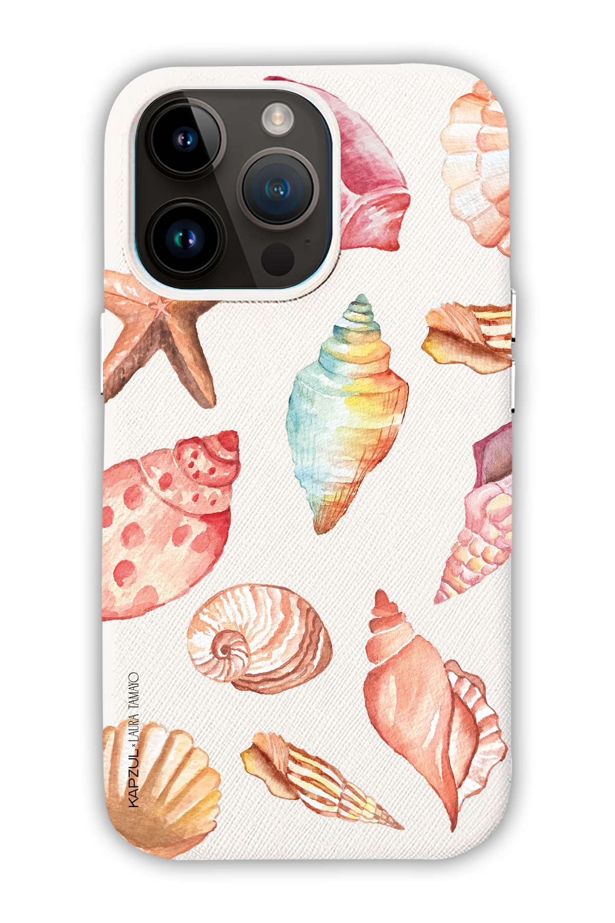 White - Full Design – Sea Shell Case - iPhone 14 Pro - Leather Case