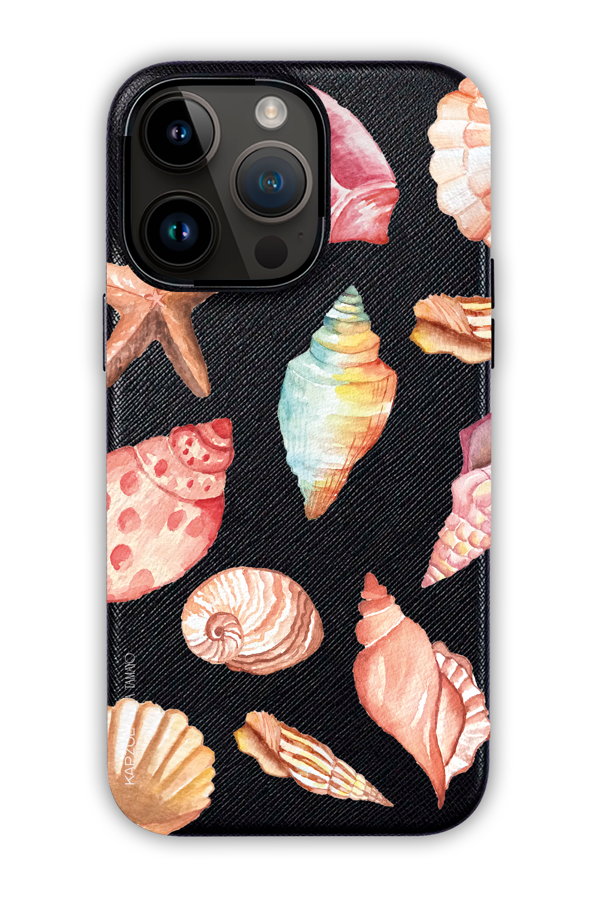 Black - Full Design – Sea Shell Case - iPhone 14 Pro - Leather Case