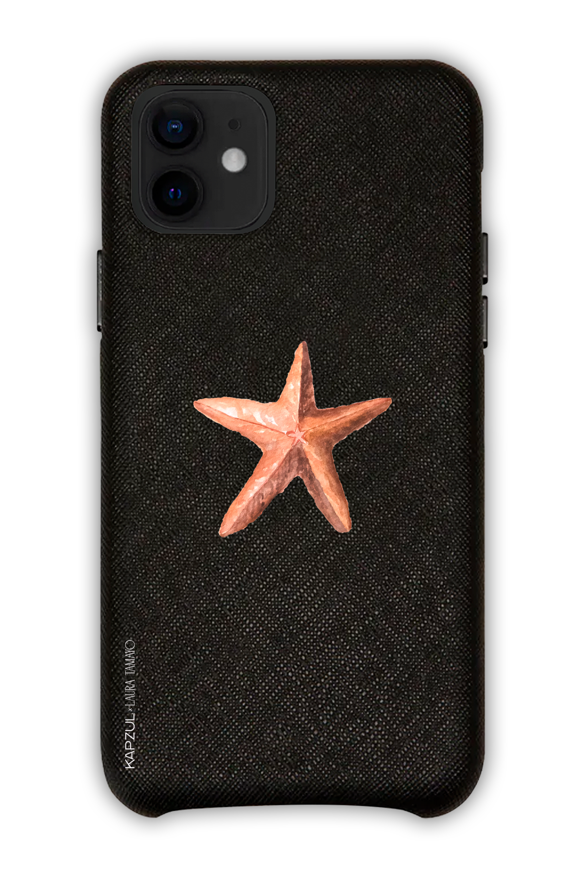 Black - Simple Design – Sea Shell Case - iPhone 12 - Leather Case