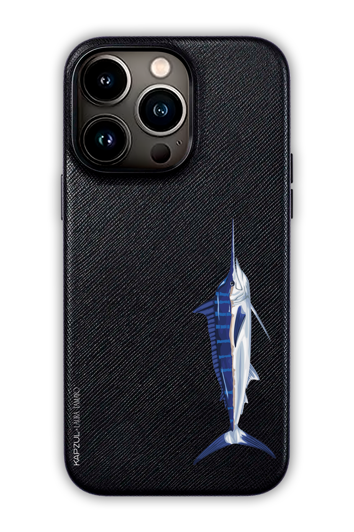 Black - Simple Design – Swordfish Case - iPhone 13 Pro - Leather Case