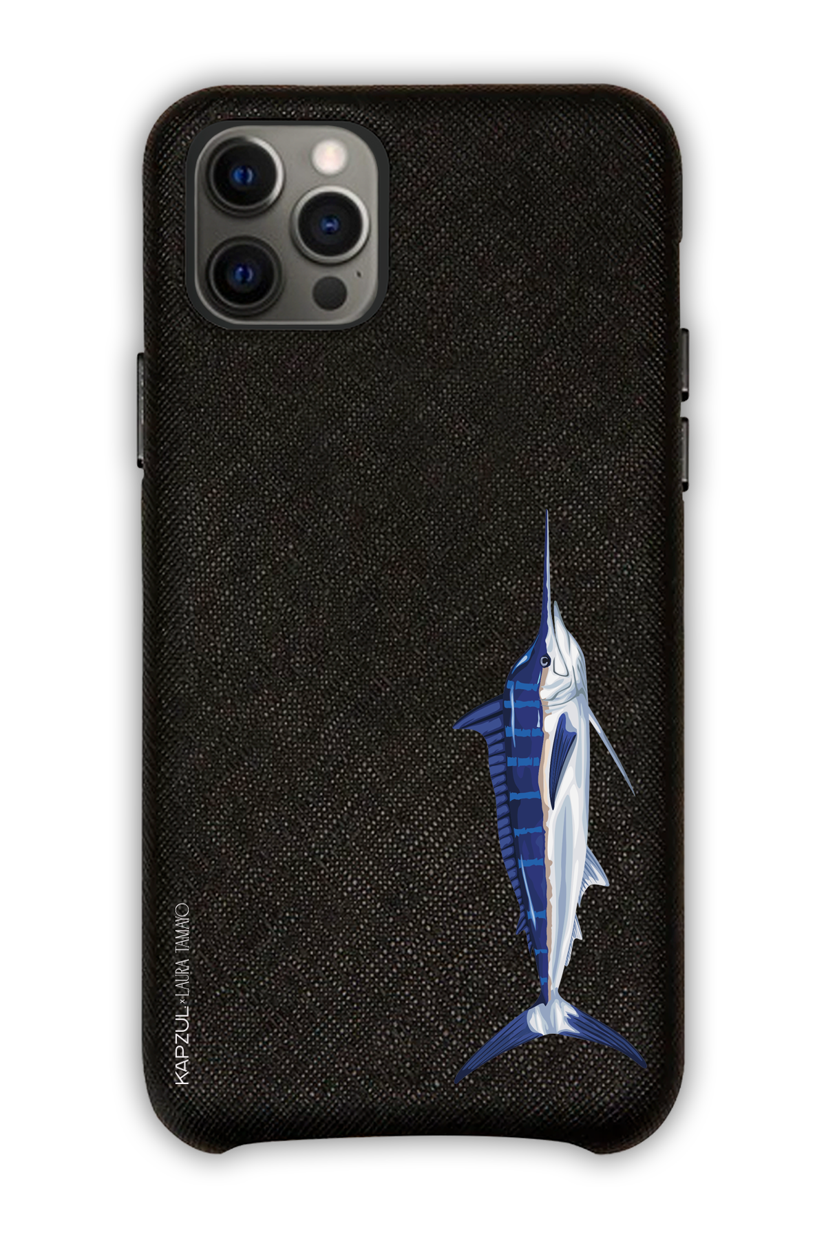 Black - Simple Design – Swordfish Case - iPhone 12 Pro - Leather Case