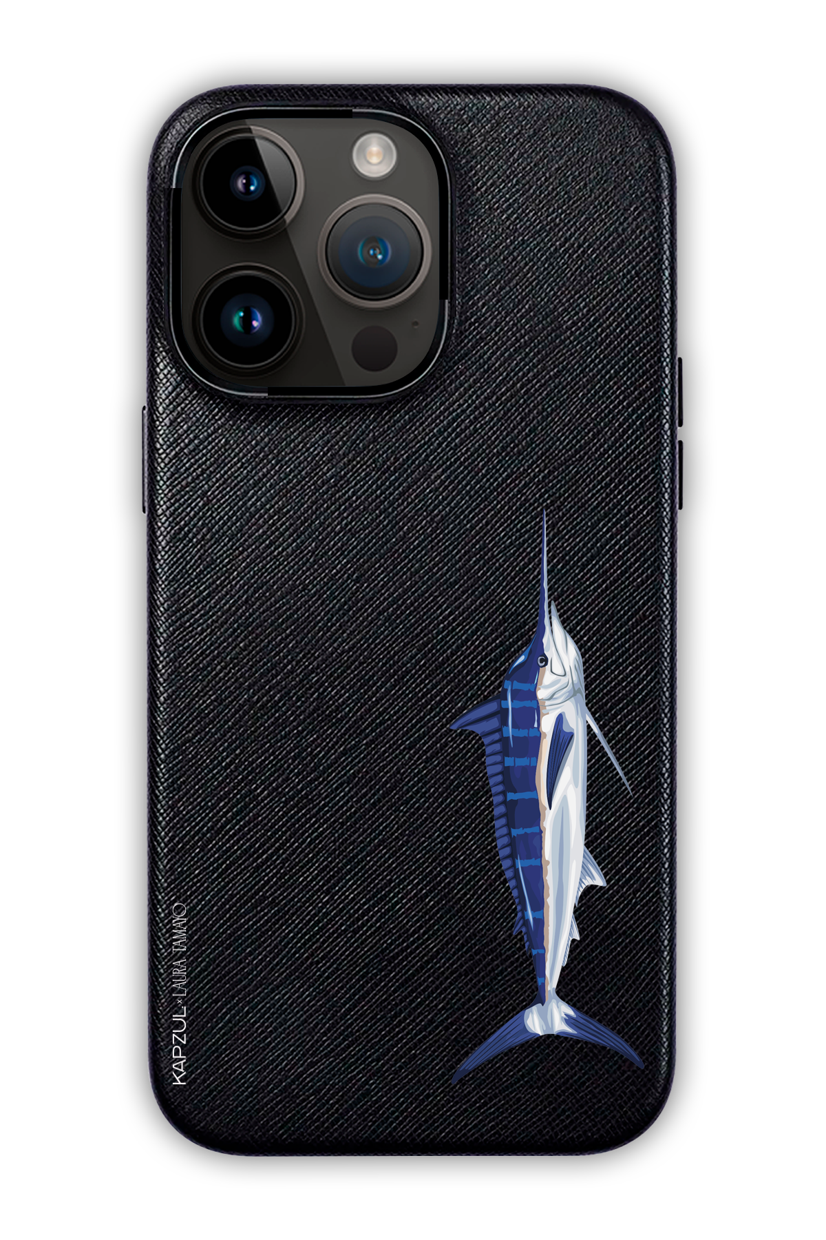 Black - Simple Design – Swordfish Case - iPhone 14 Pro Max - Leather Case