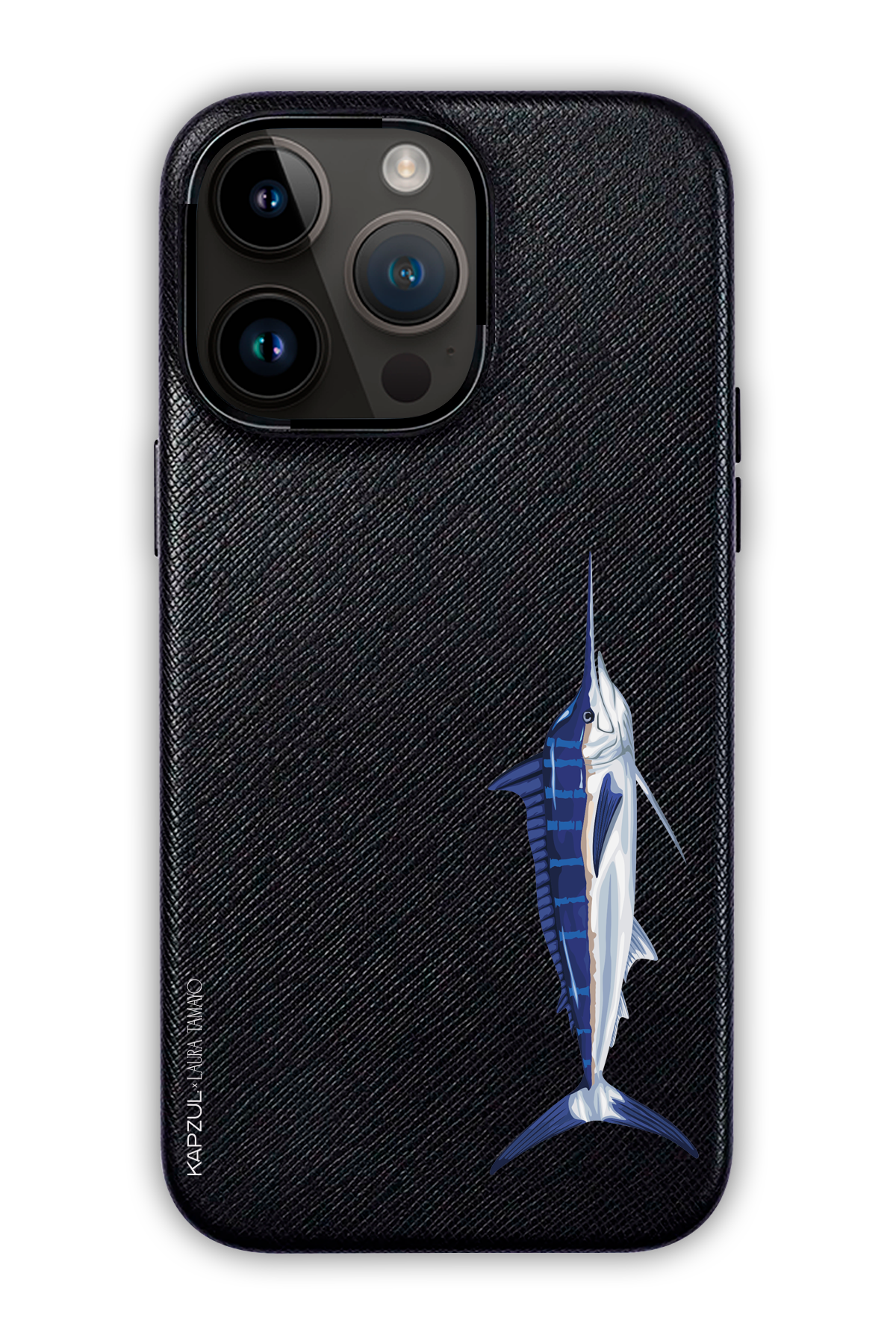 Black - Simple Design – Swordfish Case - iPhone 14 Pro - Leather Case