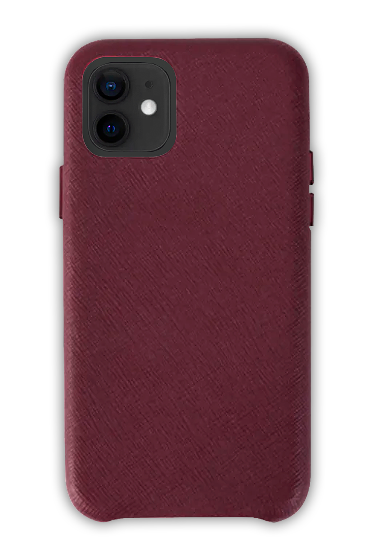 Burgundy - iPhone 12 -  Leather Case (Logo)