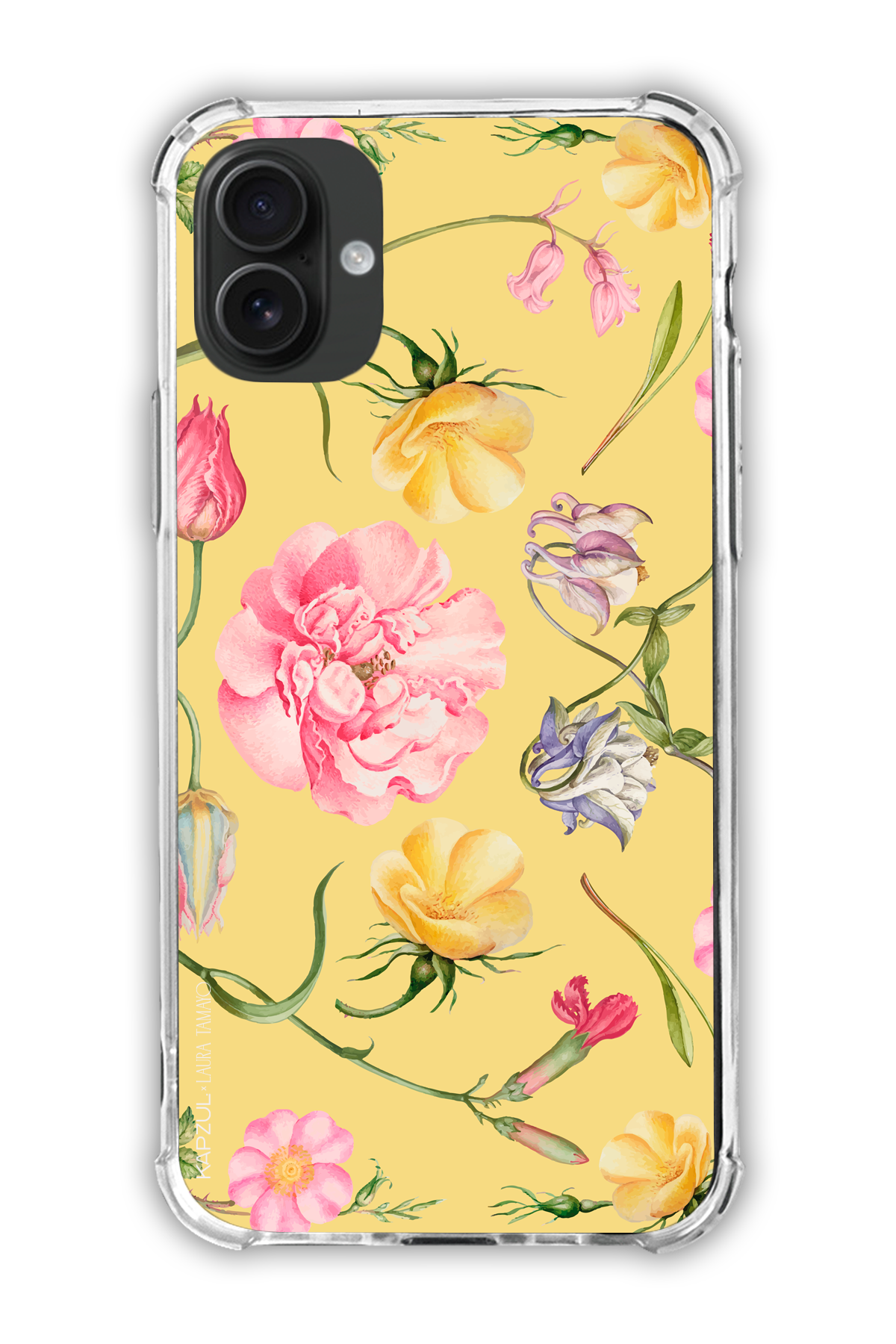 Yellow - Full Design – Flower Case - iPhone 16 - Transparent Case