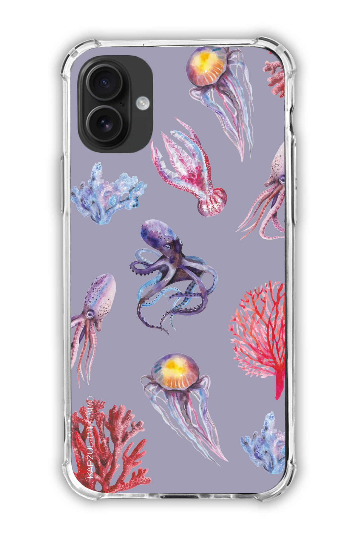 Purple - Full Design – Marine Life Case - iPhone 16 - Transparent Case